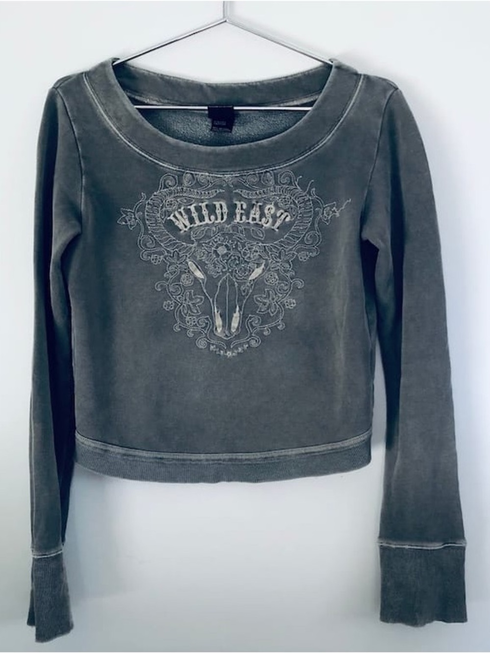 NWT Diesel Charcoal Gray 'Wild East' Graphic Crew open back Sweatshirt - size M